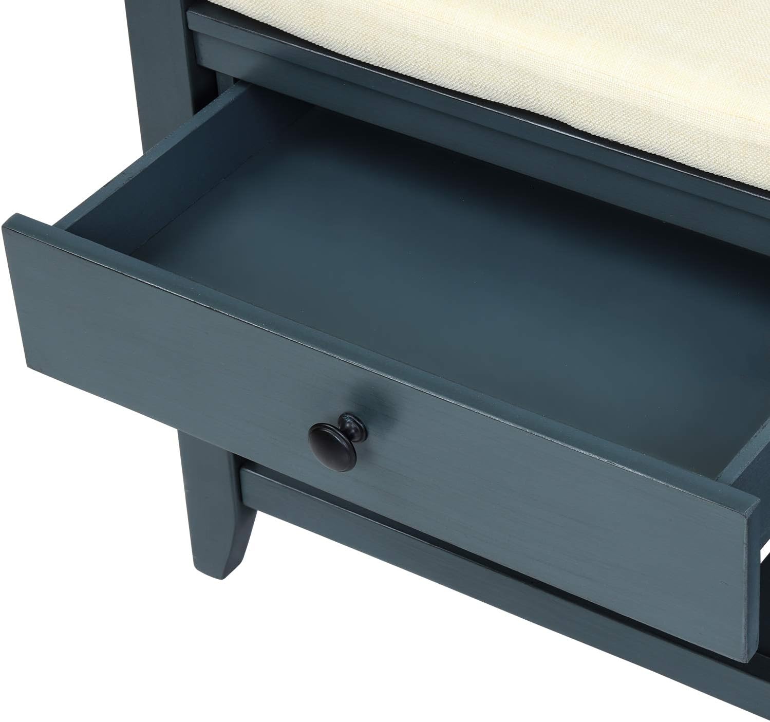 Harper & Bright Designs TREXM Shoe Rack with Cushioned Seat and Drawers, Multipurpose Entryway Storage Bench (Antique Navy)