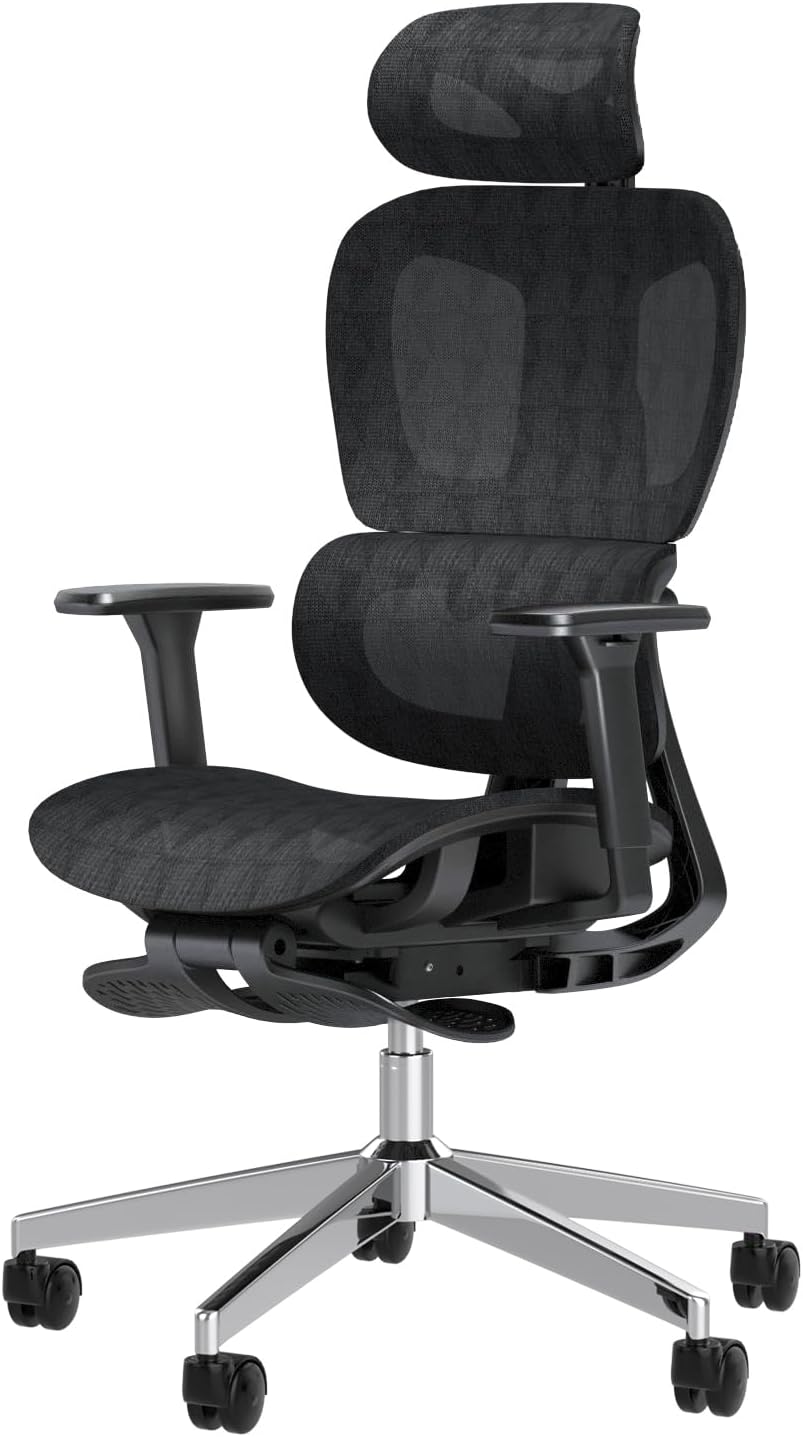 PatioMage Ergonomic Office Chair with Footrest, Big and Tall Desk Chair with Adjustable Lumbar Support, Seat Depth & 3D Armrests, High Back Mesh Computer Chair for Home Office, Black