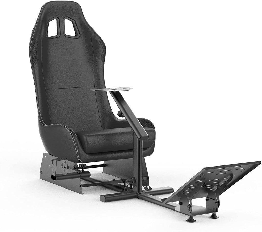 Sim Racing Cockpit with Seat | Compatible with G29 G920 G923 T248X T248 T300RS TX F458 T500RS| Easy to Install Racing Wheel Stand for PS5, Xbox, PC Gaming (Black/Black)