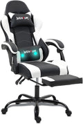 Gaming Chair, Video Game Chair with Footrest and Massage Lumbar Support, Height Adjustable Ergonomic Computer Chair with Swivel Seat and Headrest for Home Office Gaming, White