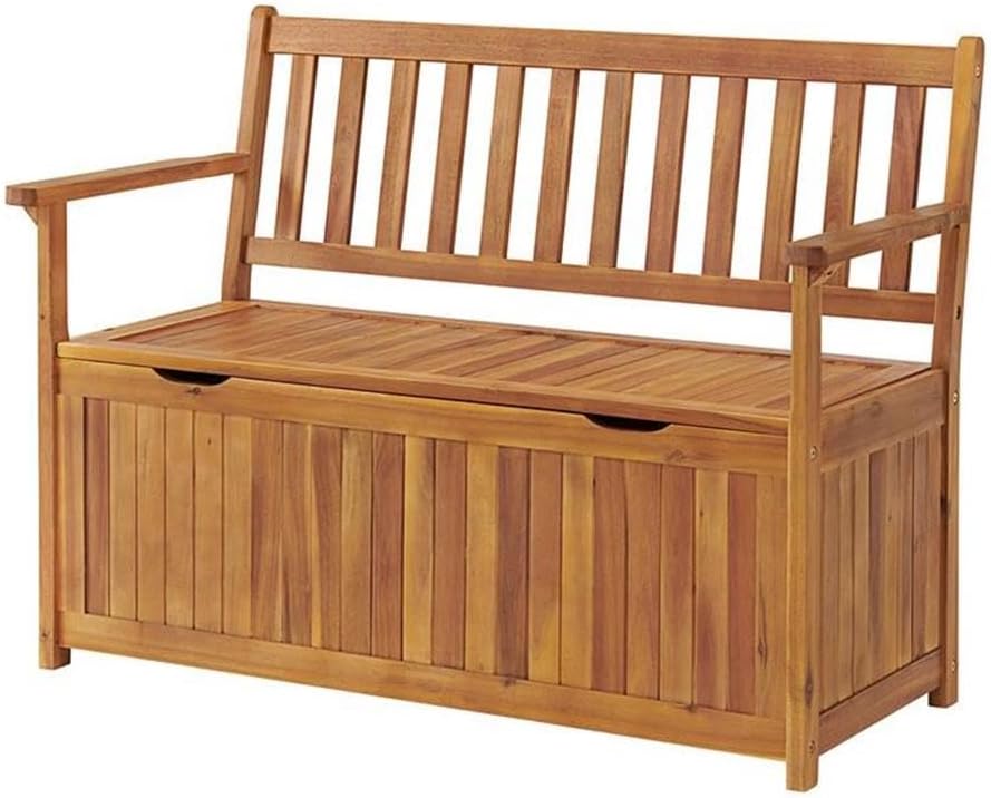 Londonderry 47 in. W Acacia Wood Outdoor Storage Bench, Store Blankets, Cushions, 100% Weather Resistant Wood, Perfect for Modern Garden Setting, Outdoor Furniture, Patio Bench, Garden