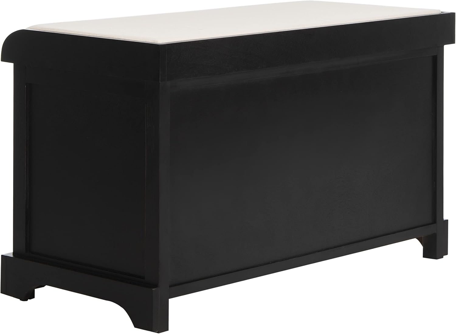 SAFAVIEH Home Collection – Freddy Black Storage Bench with Wicker Baskets & Cushion, Entryway Seating Bench, Fully Assembled (AMH5736B)