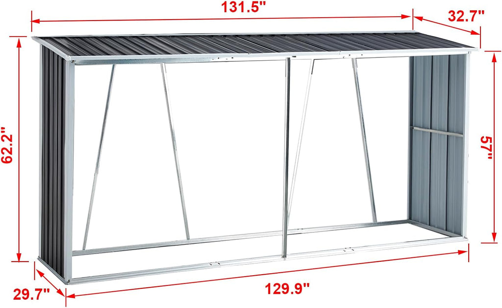 Outdoor Firewood Racks 129.9', Firewood Storage Shed, Wood Sheds, Firewood Shelter, Log Holder with Roof