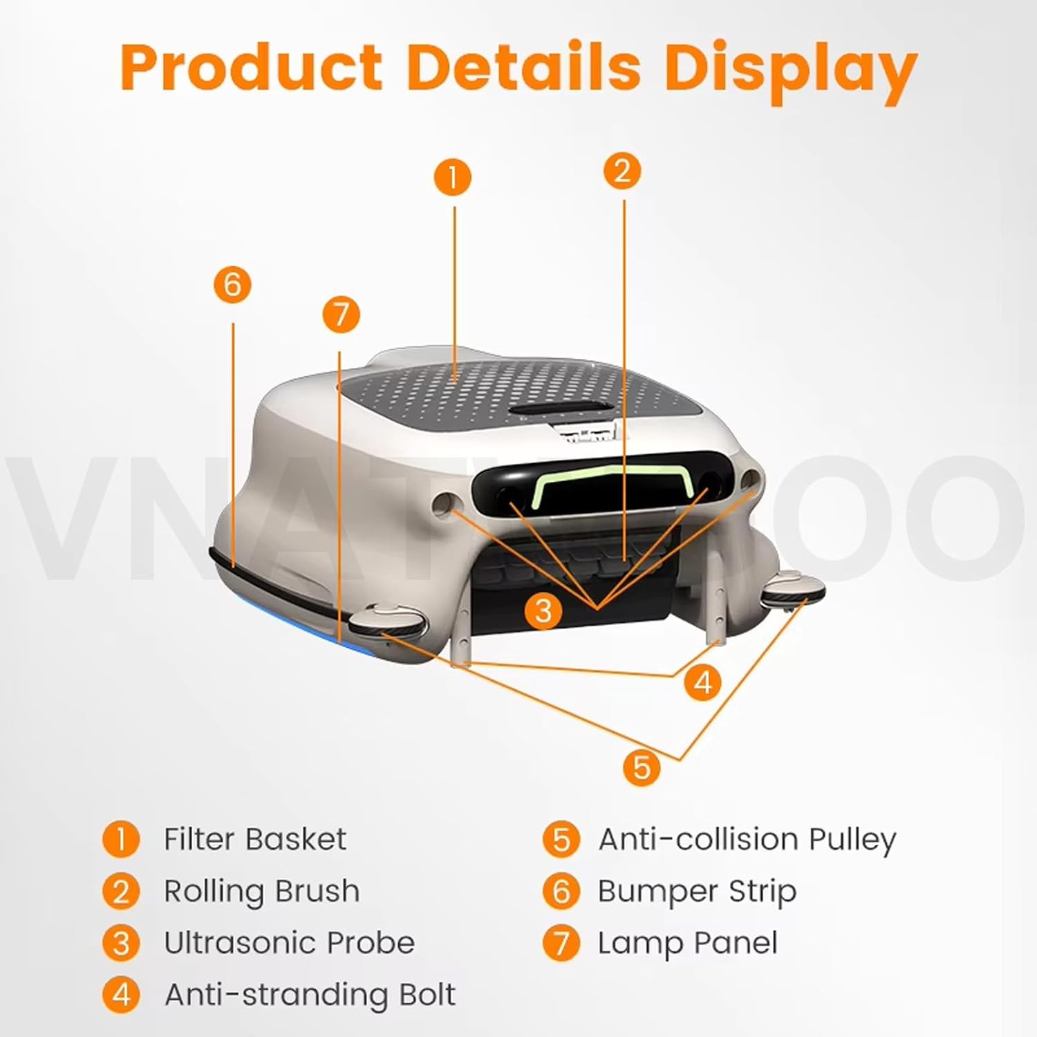Automatic Pool Cleaning Robot Cordless, with 7800mAh Battery, Electric Automatic Pool Cleaner