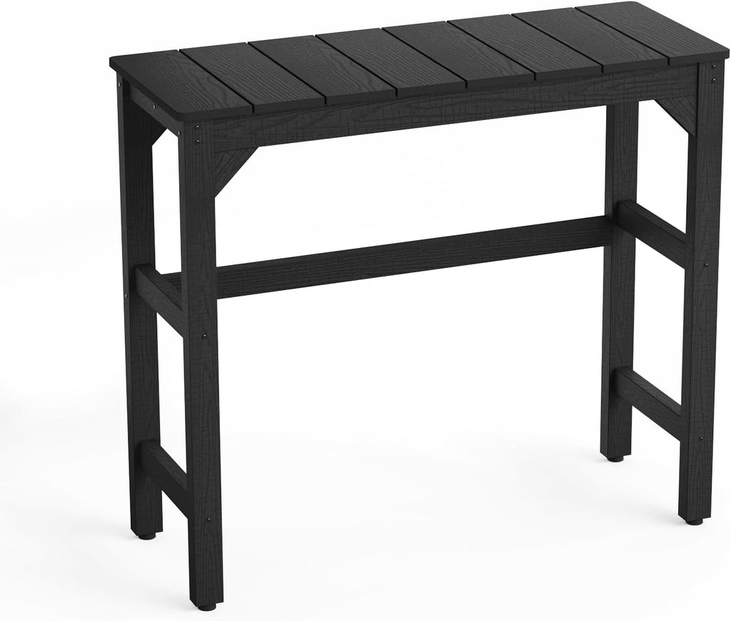 Stoog All-Weather Patio Bar Table, Outdoor Bar Table with Adjustable Feet, Patio Counter Bar Height Tables with Waterproof Top, Never Fade or Rot, for Garden, Balcony, Deck, and Poolside, Black