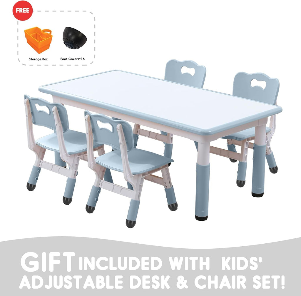 Kids Table and Chair Set for Toddlers - Adjustable Activity Center with Non-Slip Legs & Graffiti-Proof Surface Ages 3-12