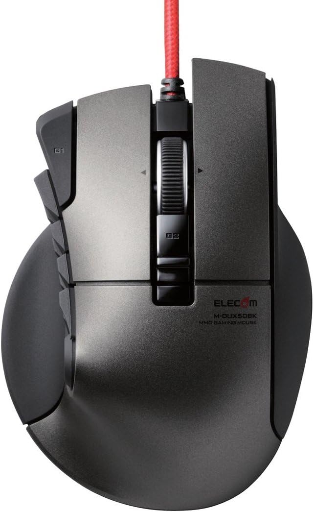 ELECOM Gaming mouse [DUX] Wired 14 button 3500dpi, Supports Hardware macro [Black] M-DUX50BK (Japan Import)