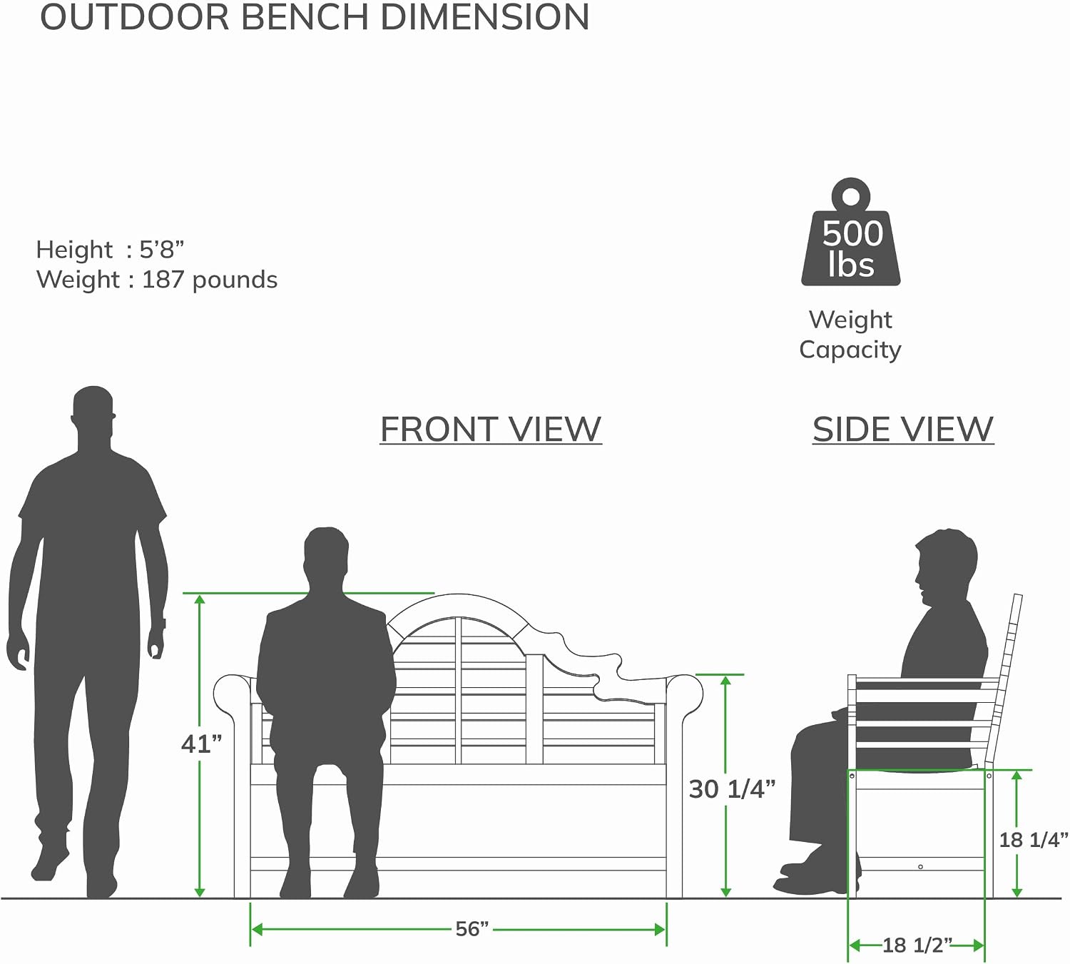 Cambridge Casual Lutyens Teak Wood Garden Bench 5-Foot – Wooden Outdoor Bench for Patio, Porch, Lawn, Backyard – Weather-Resistant Seating for Entryway or Deck