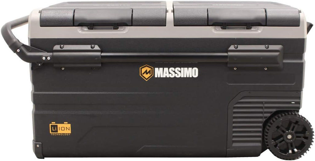 Massimo Motor E-Kooler AC/DC Travel Cooler Fridge for Vehicle RV Boat Fishing Camping, Iceless Electric, Portable Freezer Fridge APP Control (95 Liter) (Batteries Sold Separately)