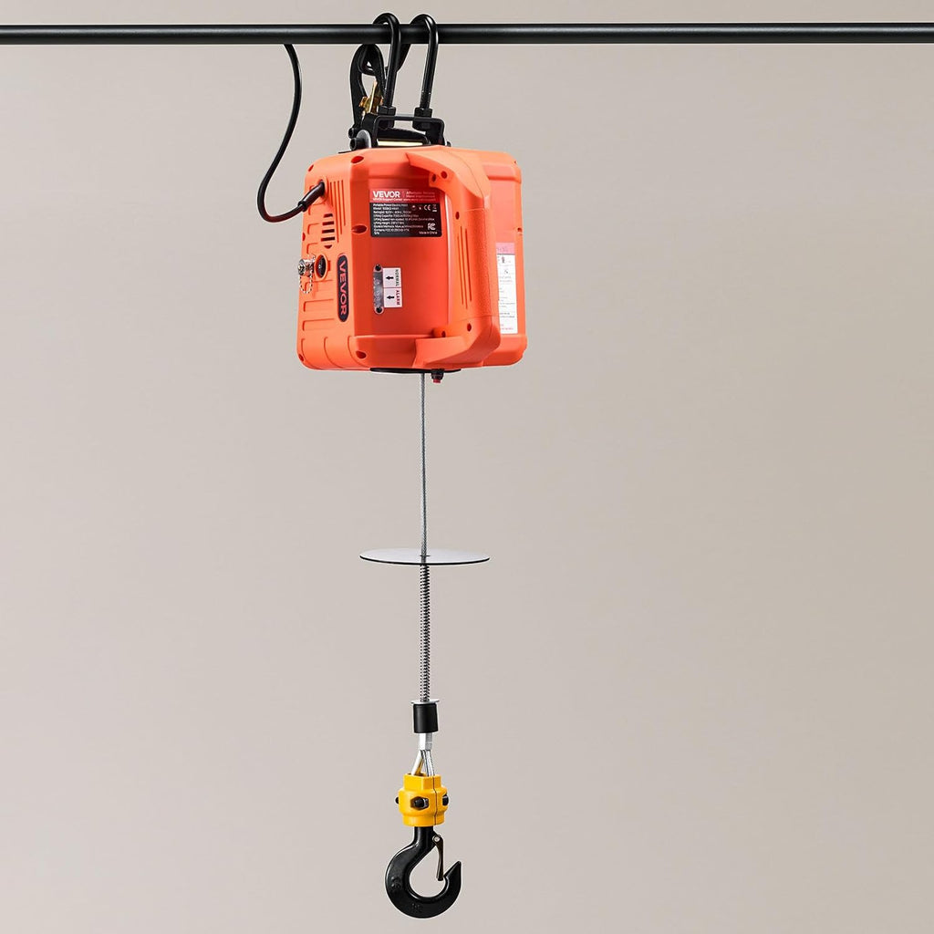 VEVOR 3-in-1 Electric Hoist Winch, 1100 lbs Capacity, 1500W Portable Electric Power Winch, 25 ft Lifting Height, 16.4 ft/min with Manual, Wired & Wireless Remote Control for Factory, Warehouss, Garage