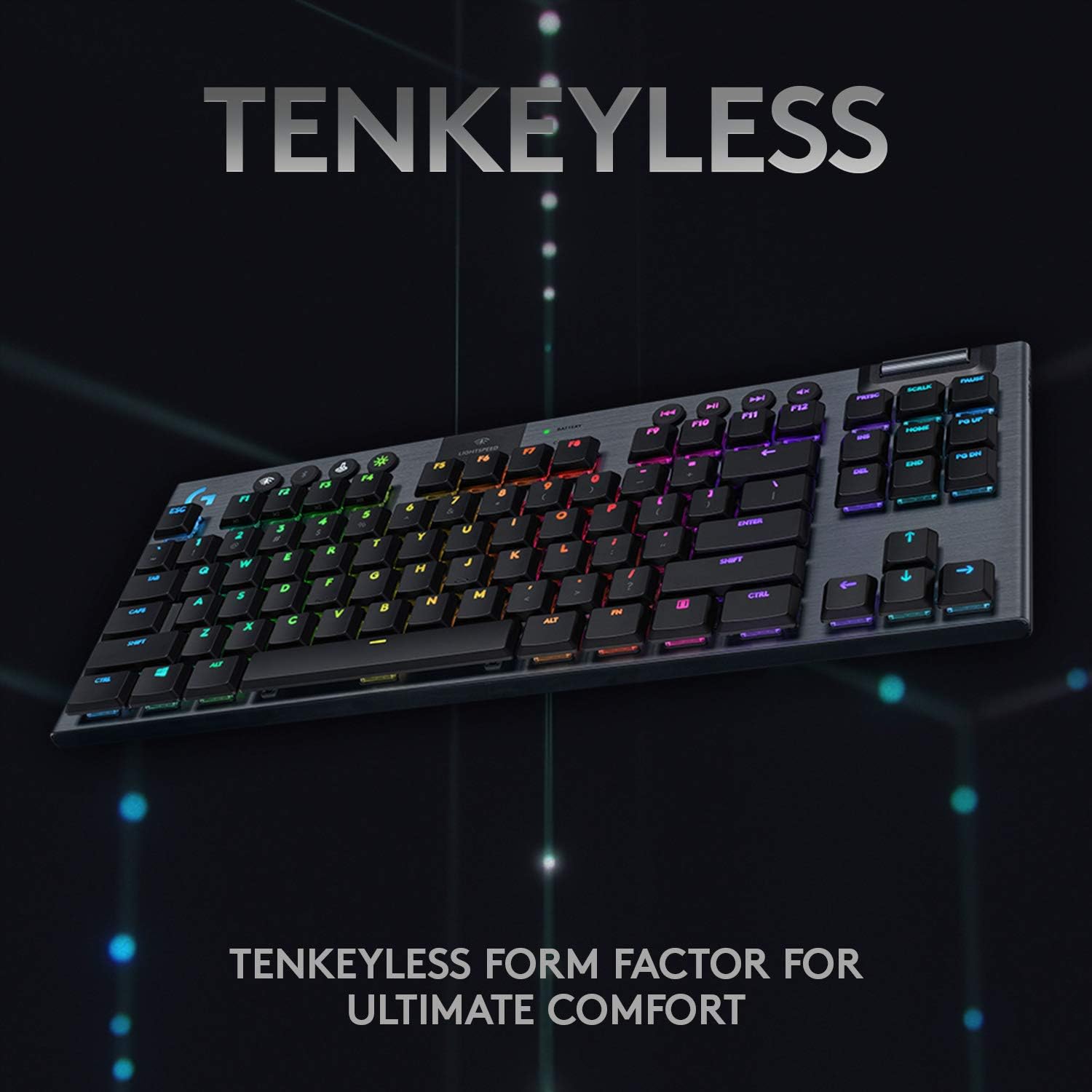 Logitech G915 TKL Tenkeyless Lightspeed Wireless RGB Mechanical Gaming Keyboard, Low Profile Switch Options, Lightsync RGB, Advanced Wireless and Bluetooth Support - Tactile,Black