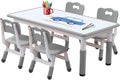 Kids Table and Chair Set for Toddlers - Adjustable Activity Center with Non-Slip Legs & Graffiti-Proof Surface Ages 3-12