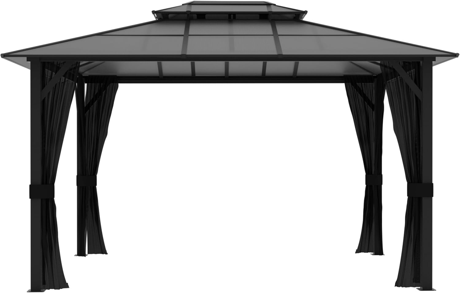 MUPATER Gazebo,10x13 FT Polycarbonate Hardtop Gazebo with Aluminum Frame, Double Roof Patio Gazbeo, Permanent Outdoor Pavilion with Insect-Proof Netting for Patios, Deck, Lawns, Gardens and Pools
