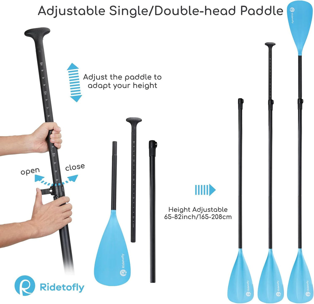 SU01 Stand Up Paddle Board, 10.6'x32''x6'' Inflatable Paddle Board with SUP Accessories, Included Hand Pump, Adjustable Paddle/Seat, Waterproof Bag, for Yoga, Fishing, Touring, Light-Blue