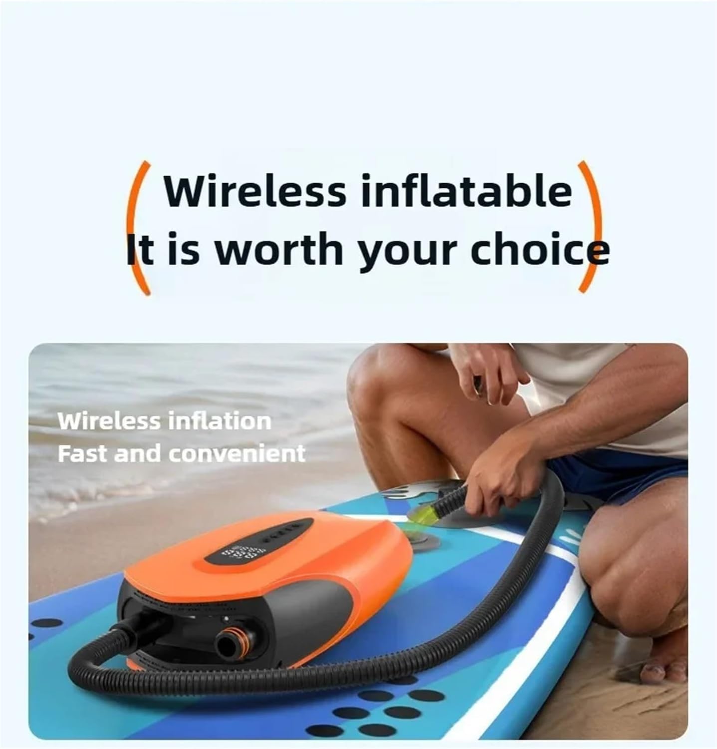 Tire Inflator, SUP Electric Pump Portable Auto Shut Off LED Light Suitable For 20PSI Paddle Boards Tents Mattre Dual Power Supply,Dual Use Air Pump