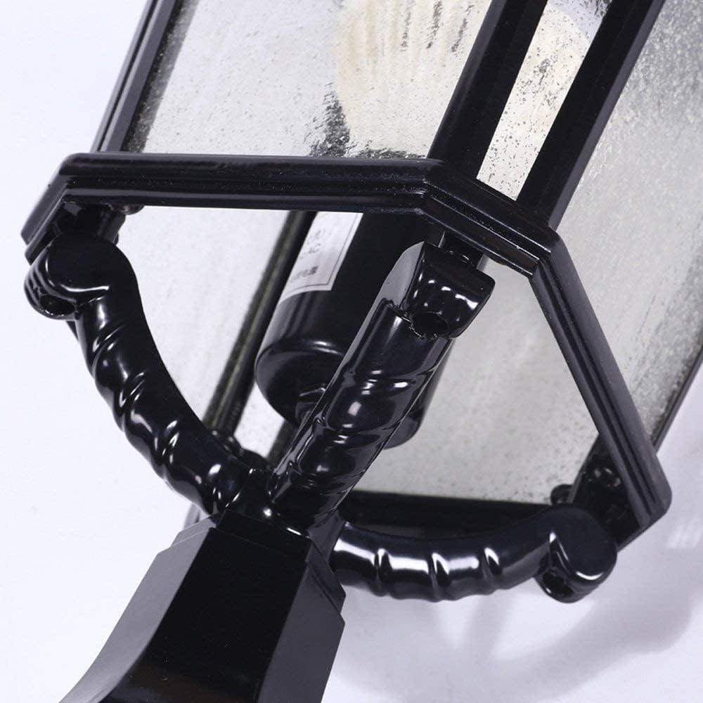 47CM Large IP55 Outdoor Waterproof Lighting Pillar Lantern Villa External Decoration Landscape Lighting E27 Garage Pavilion Garden Patio Light Post Lights Black Aluminum Column Lamp