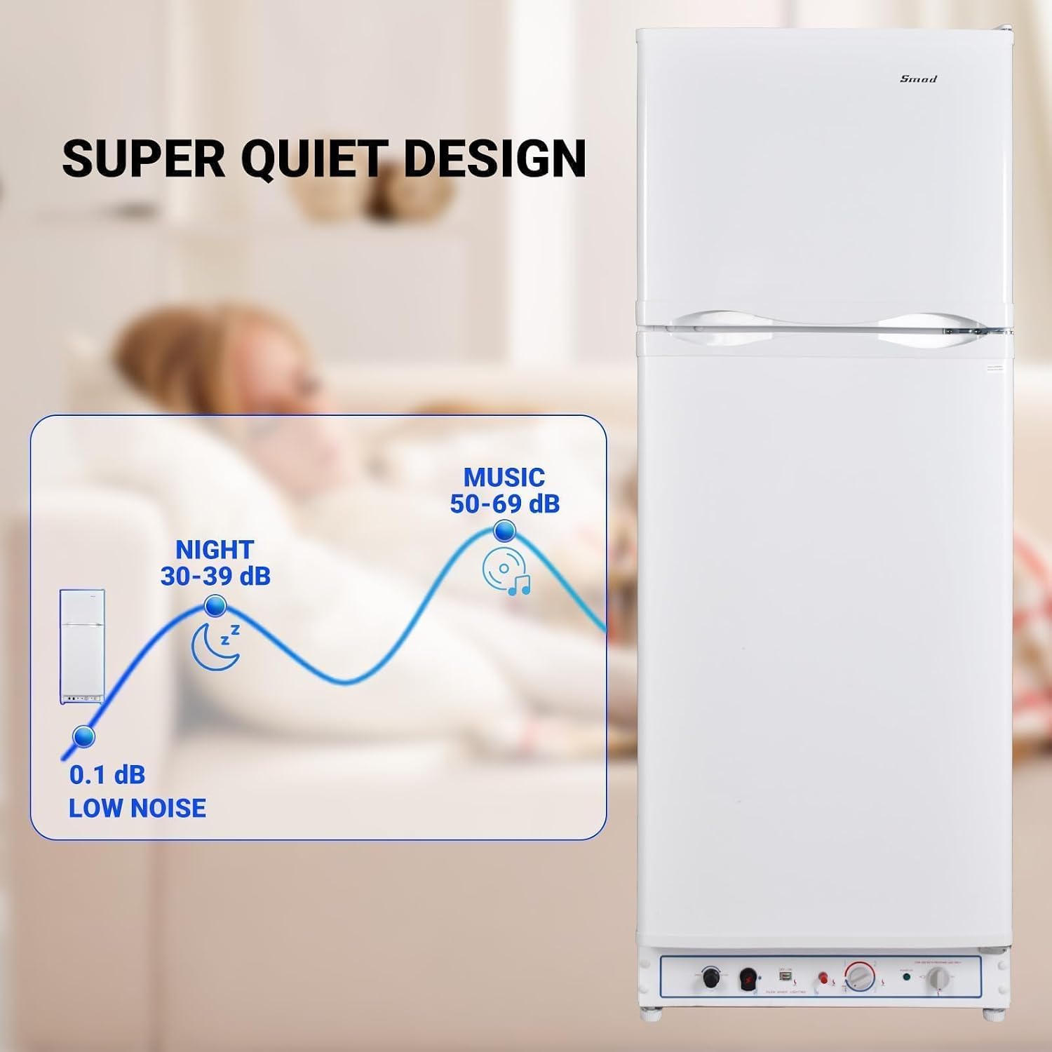 Smad Propane Refrigerator, Off Grid Propane Refrigerator with Freezer 9.3 cu.ft, 110V/Propane Fridge, Gas Fridge for Garage,RV,Food Truck,Chalets
