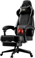 Gaming Chair, Ergonomic Computer Chair with Lumbar Massage & Heat, Video Game Chair with Silent Casters, 3D Adjustable Backrest, Thickened Seat, PU Leather, Hidden Footrest (63-77in)