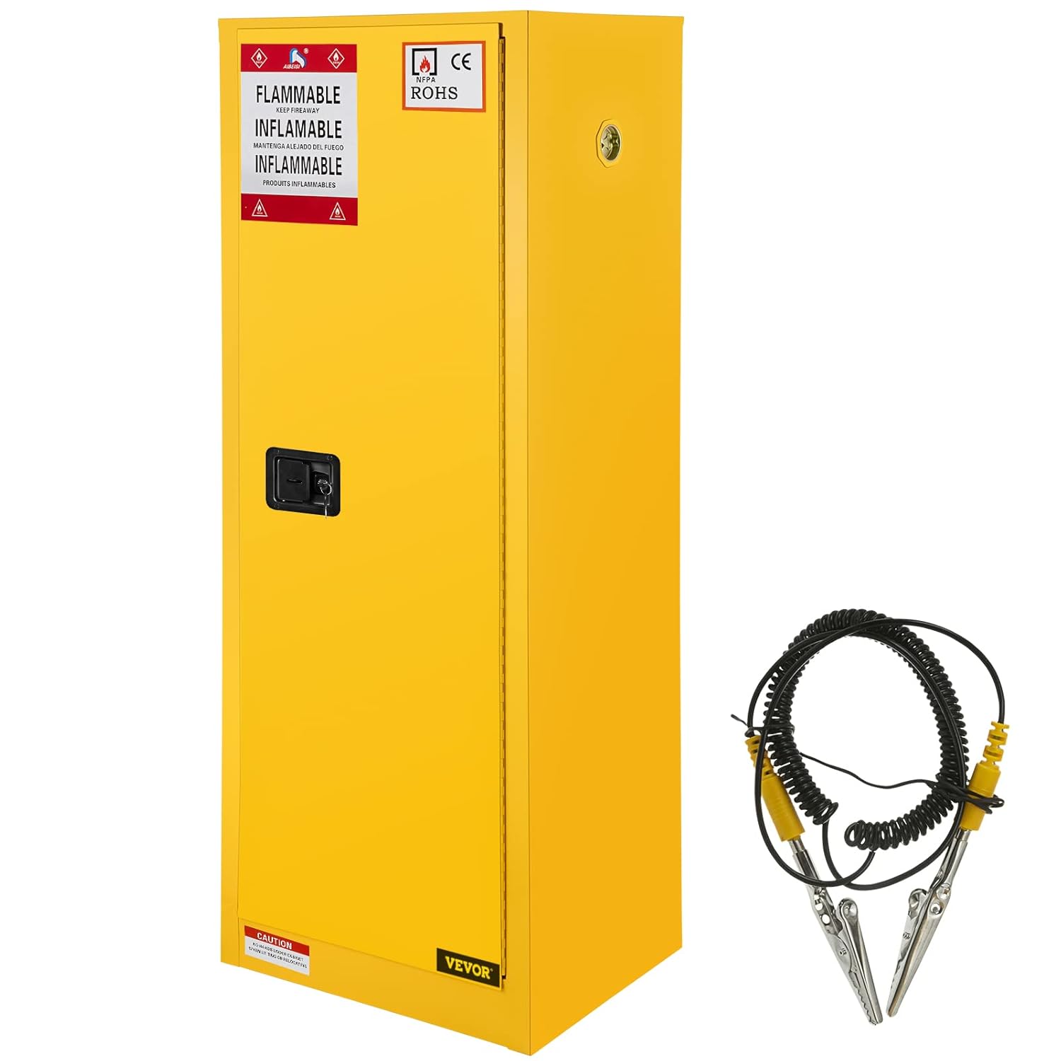 VEVOR Flammable Cabinet 18' x 18' x 35', Galvanized Steel Safety Cabinet, Adjustable Shelf Flammable Storage Cabinet, for Commercial Industrial and Home Use, Yellow: Industrial & Scientific