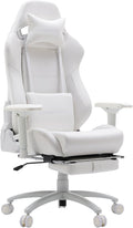 Gaming Chair for Office and Home, Footrest and Seat Height Adjustable Swivel Ergonomic Video Game Chair, Computer Chair with Headrest and Lumbar Support for Adults Big Man Women(White)