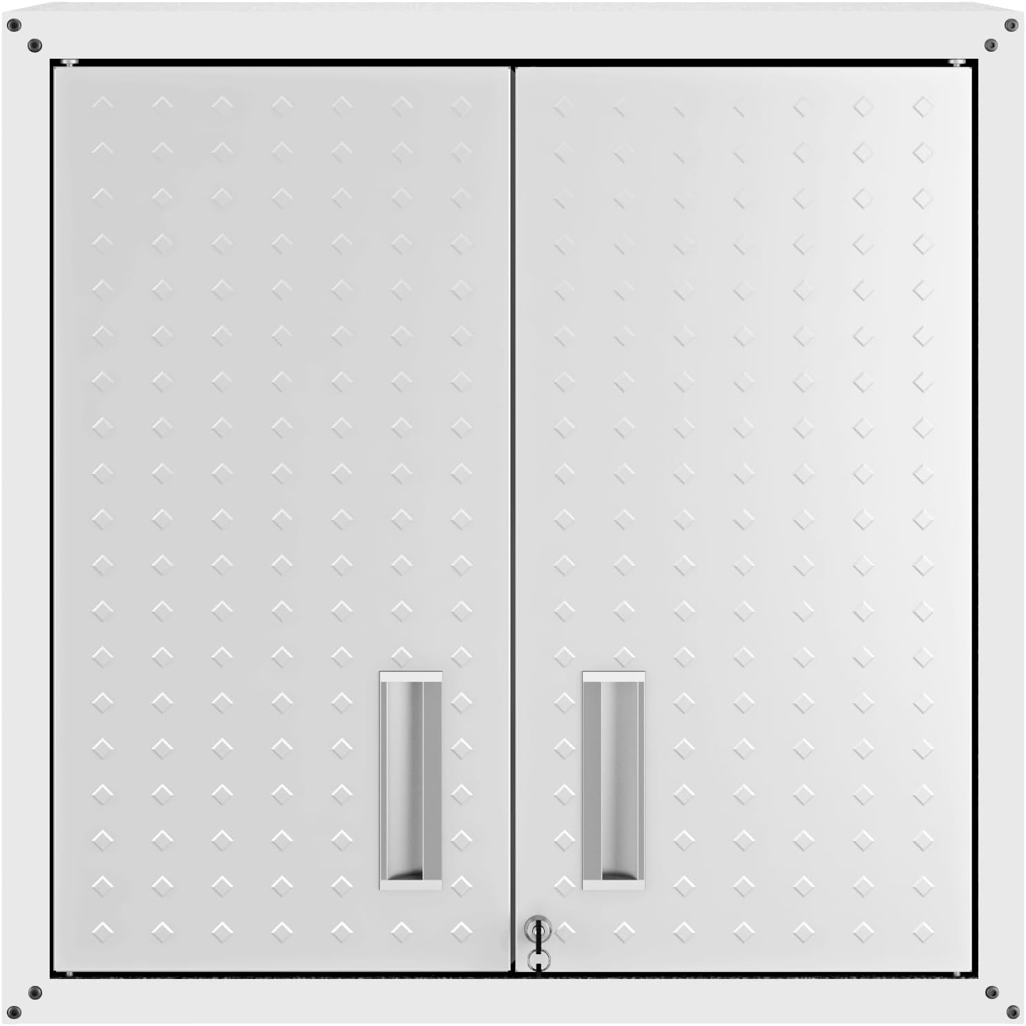 Manhattan Comfort Fortress 30' Floating Textured Metal Garage Cabinet with Adjustable Shelves, Set of 1, White