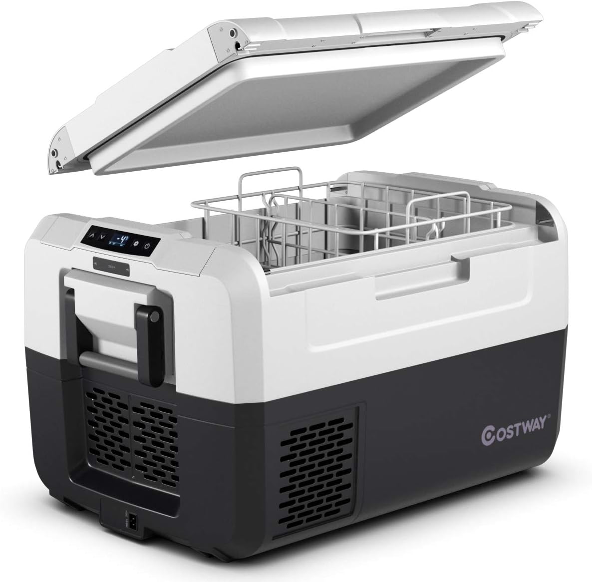 COSTWAY Portable Car Refrigerator, -14.8°F to 50°F, 37-Quart Compressor Travel Fridge with Two-way Open Door, Operating Panel, Groove Design, Compact RV Freezer and Cooler for Outdoor Use