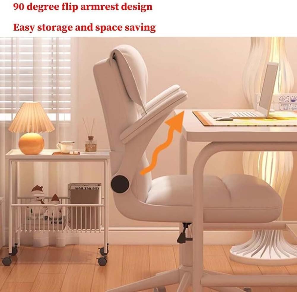 Etlegor Office Desk Chair, Ergonomic Computer Desk Chair with Lumbar Support Flip-up Arms Executive Swivel Study Chair Swivel Task Chair Adjustable Height Home Gaming Chair(Pink)