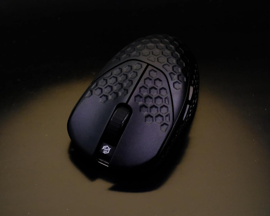 GWolves HTR Lightweight Wireless Fingertip Grip Gaming Mouse,~28Gram,8K-Report,Low Latency,PAW3395 26,000CPI,Nrf52840 CPU,6 Programmable Btns,On-Board Memory,PC/Mac and Laptop (Honeycomb, Black)
