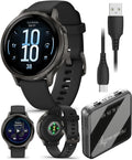 Garmin Venu 4 41mm AMOLED Advanced Health & Fitness GPS Smartwatch, Bright & Colorful Display, Built-in Flashlight, Up to 10 Days, Slate with Black Silicone Band w/Wearable4U PowerBank Bundle