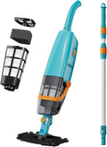 LVKE L2 Cordless Handheld Pool Vacuum for Above Ground Pool with Telescopic Pole, 30W Strong Suction, 1H Runtime, High-Efficiency Screen & Fine Sponge Trap Leaves & Grit Ideal for Pool Cleaning, Blue