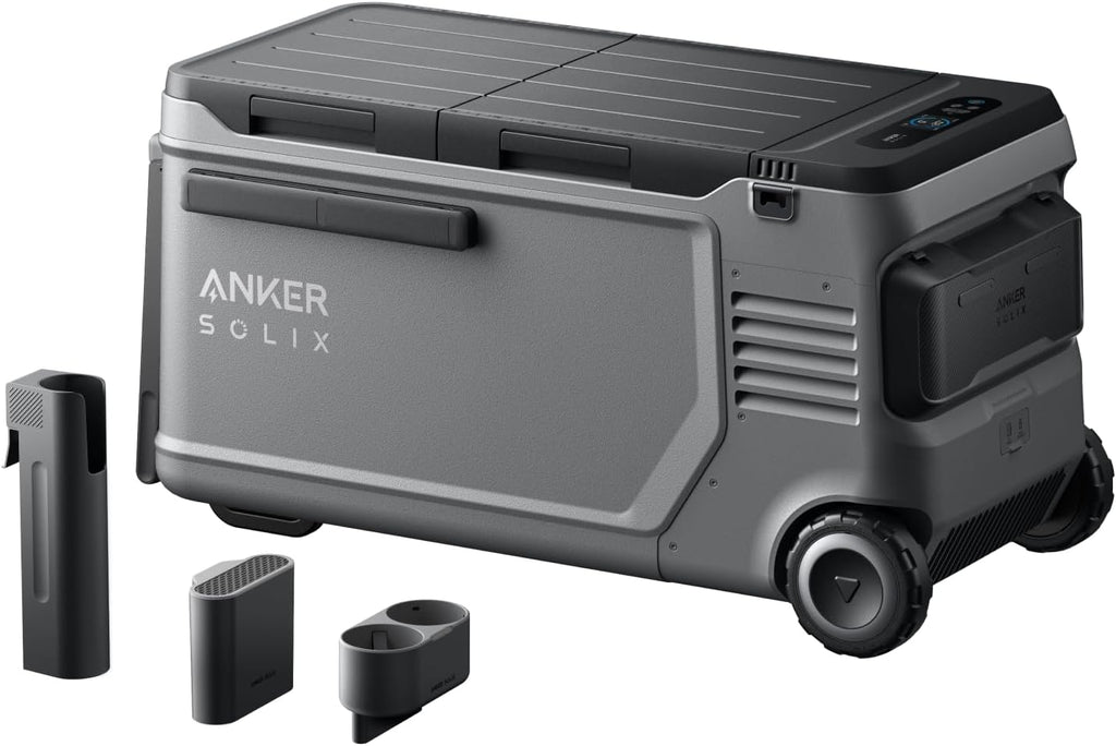 Anker SOLIX EverFrost 2 58L Cooler with Road Trip Kit, 61 qt Car Refrigerator, Electric Cooler with 288Wh Battery, Powered by AC/DC or Solar, for Camping, Travel, Fishing (Only 1 Battery Included)