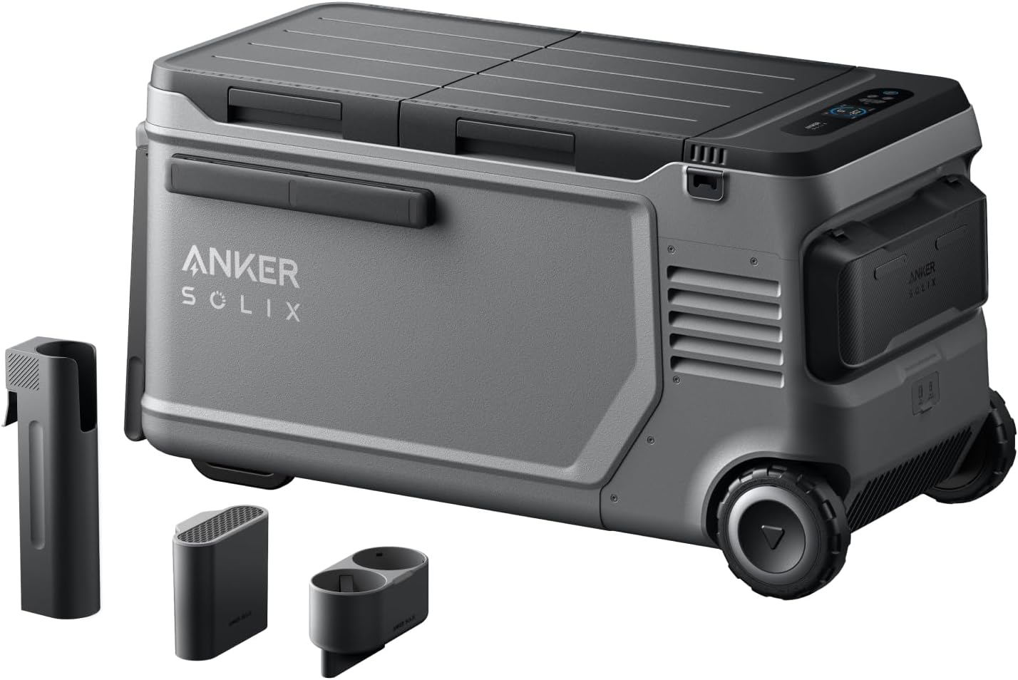 Anker SOLIX EverFrost 2 58L Cooler with Road Trip Kit, 61 qt Car Refrigerator, Electric Cooler with 288Wh Battery, Powered by AC/DC or Solar, for Camping, Travel, Fishing (Only 1 Battery Included)