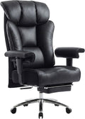 Efomao Big and Tall Office Chair 400 lbs Capacity, Oversized Executive Desk Chair with Footrest, Extra Wide 23' Seat, High Back Ergonomic PU Leather Home Office Chair， Black