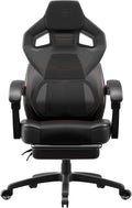 Dowinx Fabric Gaming Chair with Footrest, 350lb Big and Tall Gamer Chair, Wide Seat Ergonomic Computer Chair with Lumbar Massage Support, Wide Back Office Chair for Heavy People, Black