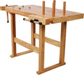 40' Rubber Wood Workbench, Heavy Duty Work Bench with Adjustable Handle, Work Bench Table for Garage, Workshop, Home Storage, Woodworking Bench, 330 lbs Weight Capacity (40')