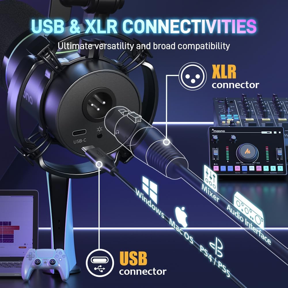 MAONO Gaming Streaming Equipment Bundle(PD200+G1 NEO+BA92+XLR-180)