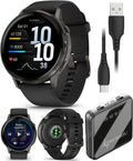 Garmin Venu 4 45mm AMOLED Advanced Health & Fitness GPS Smartwatch, Bright & Colorful Display, Built-in Flashlight, Up to 12 Days, Slate with Black Silicone Band w/Wearable4U PowerBank Bundle