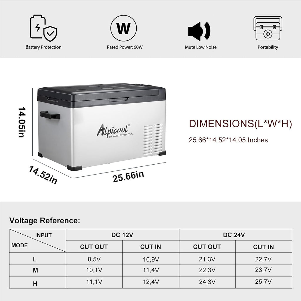 Alpicool C30 Portable Car Freezer, 12 Volt Refrigerator, 28 Quart(26.7 Liter) Fast Cooling 12V Car Fridge, Car Cooler for RV, Truck, Camping, Outdoor -12/24V DC and 100-240V AC