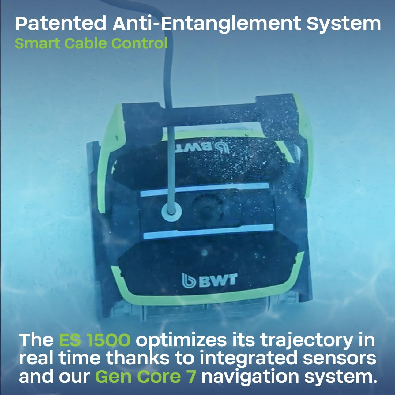 BWT ES1500 Robotic Pool Cleaner for In-Ground Pools, Cleans Floor, Walls & Waterline, App Control, 3 Cleaning Cycles (1.5–2.5 hrs), Powerful 5,000 GPH Suction, 59ft Cable