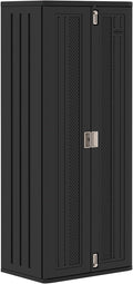 Suncast Tall Storage Cabinet, Black Resin Outdoor & Garage Storage Cabinet with Doors & Shelves, Plastic, Weather-Resistant, Lockable, Freestanding Utility Closet for Tools & Supplies, Made in USA