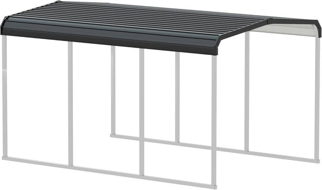Xilingol Metal Carport, Heavy Duty Carport Canopy with Galvanized Steel Frame and Roof, Outdoor Storage Shed, Car Tent Garage Shelter for Pickup, Truck, Boat and Tractor (10x15 FT)