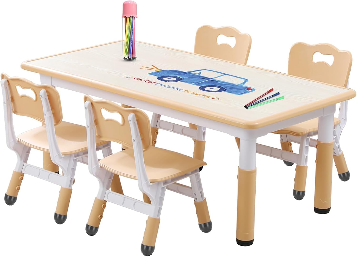 Kids Table and Chair Set for Toddlers - Adjustable Activity Center with Non-Slip Legs & Graffiti-Proof Surface Ages 3-12