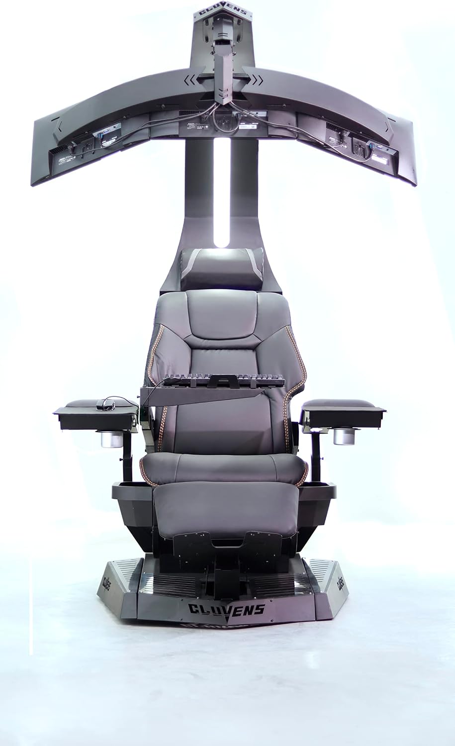 Imperatorworks CLUVENS Manticore Model Zero Gravity Gaming Chair Cockpit Gaming Workstation Executive seat (Black) Support 3 Monitors 1 * 49'/57' Monitor can Extend to 5 Monitors