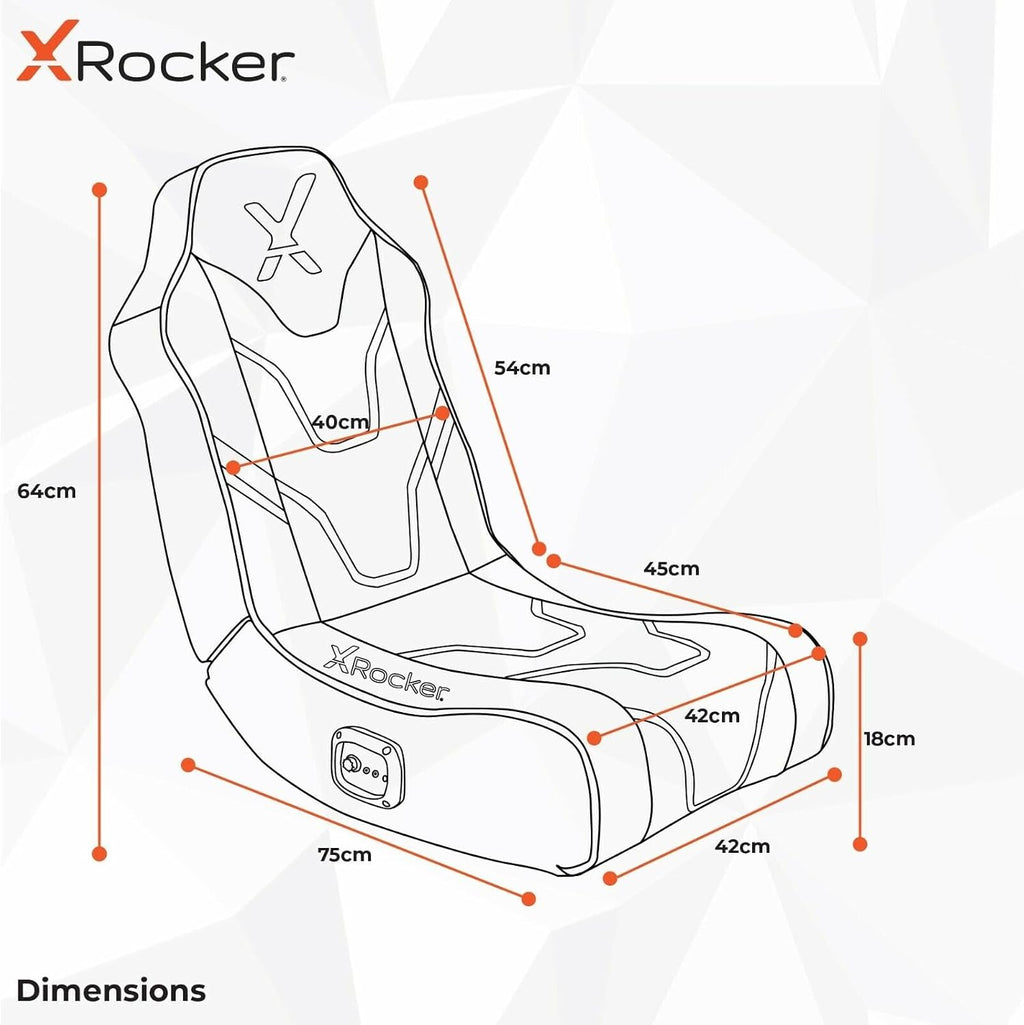X-Rocker Shadow Gaming Chair for Kids and Juniors, 2.0 Audio Floor Rocker, Low Folding Rocking Seat with 2 Stereo Sound Speakers, Padded Foam Gaming Seat for Children for XBOX, PS4, PS5, Switch - RED