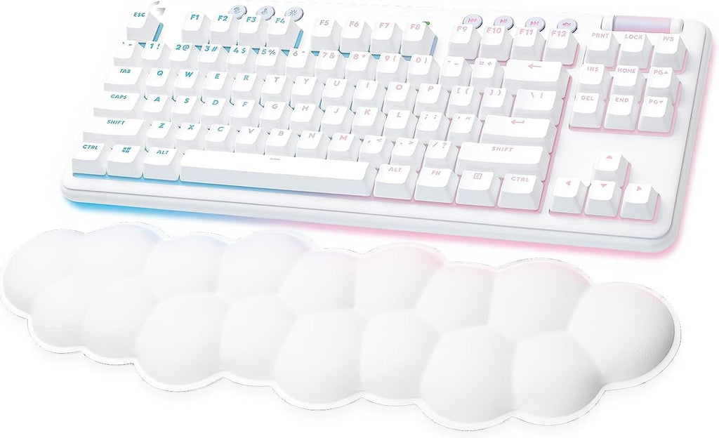 Logitech G715 Wireless Mechanical Gaming Keyboard with LIGHTSYNC RGB, Lightspeed, Linear Switches (GX Red), and Keyboard Palm Rest, PC/Mac Compatible - White Mist (Renewed)