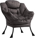 HollyHOME Lazy Chair with Armrest and Side Pocket, Comfy Accent Lounge Chair,Leisure Sofa Armchair for Living Room, Bedroom, Dorm, or Small Spaces, Oversized Reading Sofa Chair,Textured Charcoal Gray