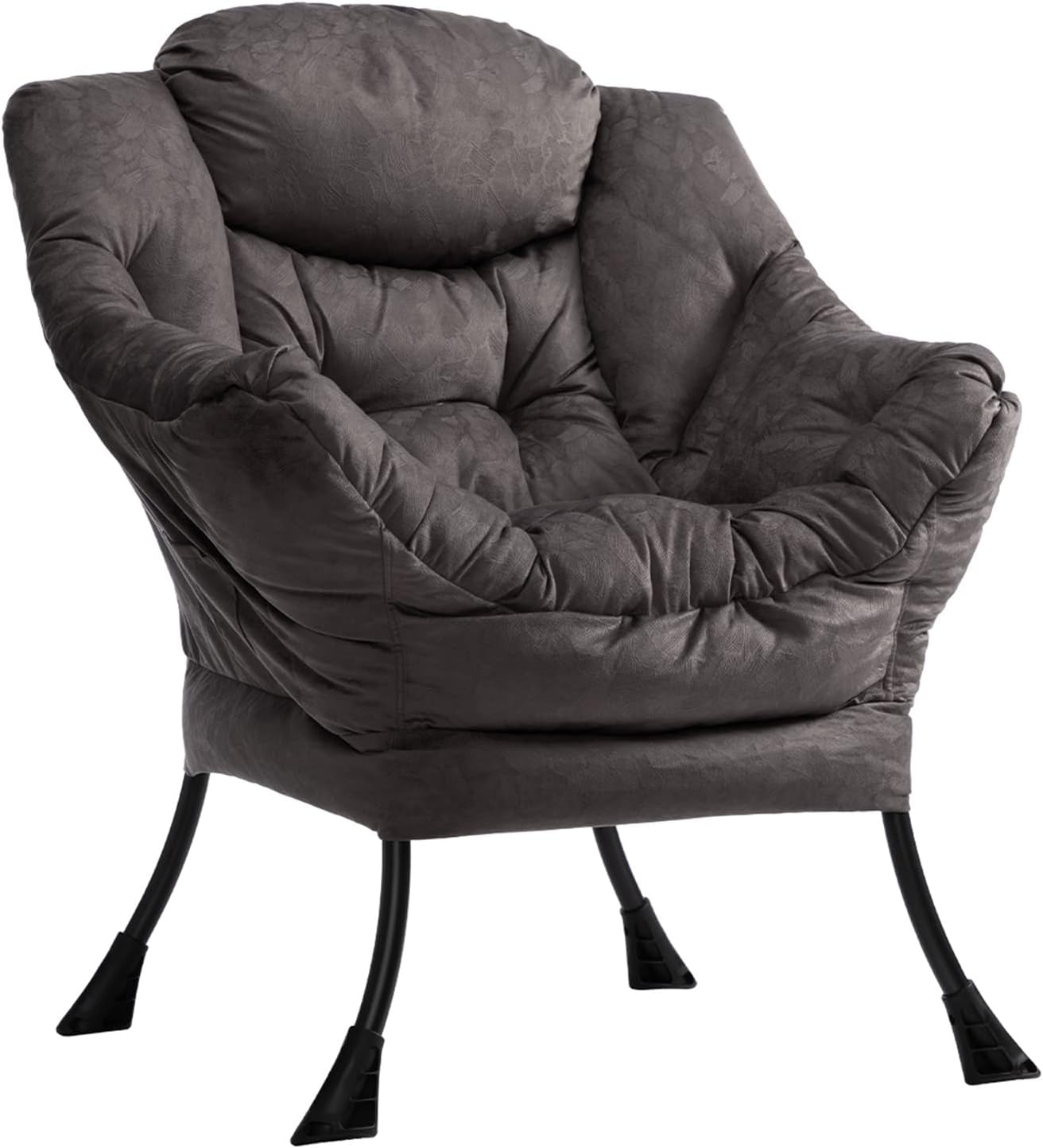 HollyHOME Lazy Chair with Armrest and Side Pocket, Comfy Accent Lounge Chair,Leisure Sofa Armchair for Living Room, Bedroom, Dorm, or Small Spaces, Oversized Reading Sofa Chair,Textured Charcoal Gray