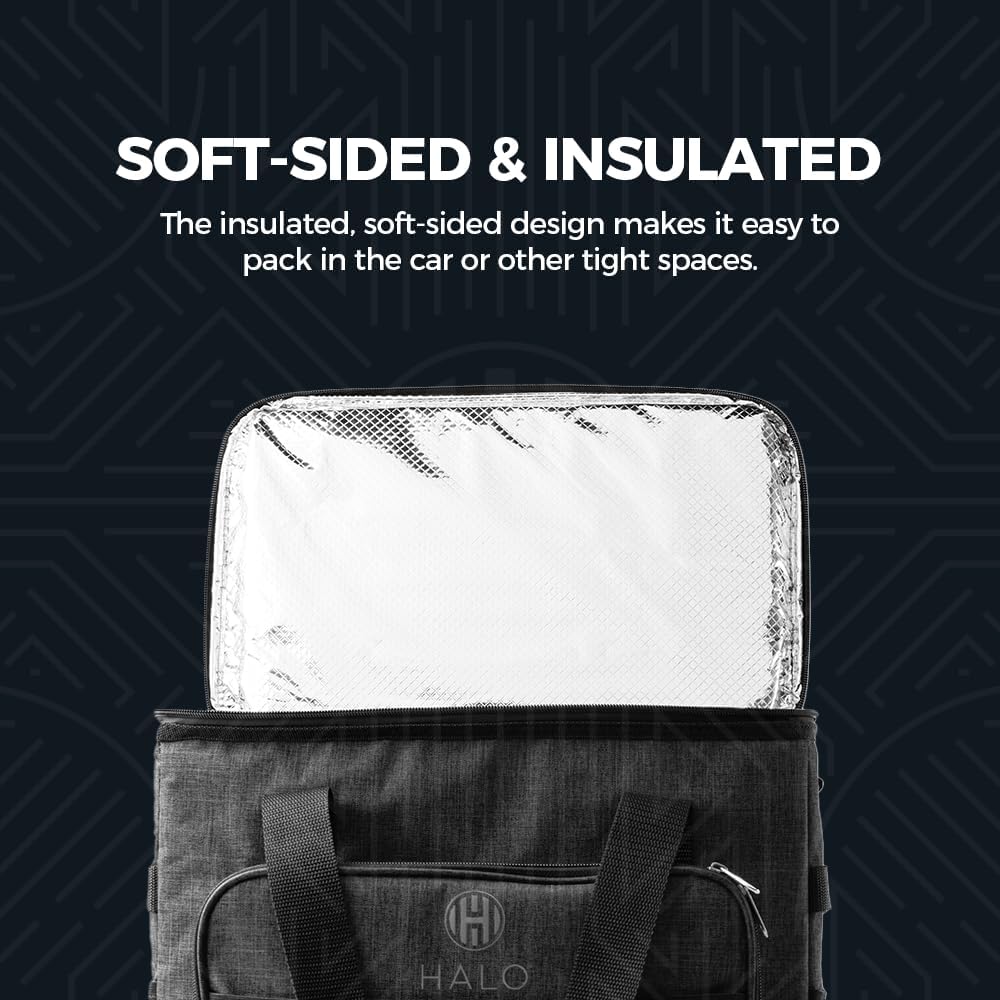 Halo 28L Hybrid Cooler & Warmer Bag | Electric Travel Cooler, Collapsible for Easy Storage, Keep Drinks Cold & Food Warm, Ice Free Cooling, Includes Shoulder Strap, DC Power Cord & AC Adapter