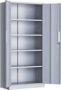 Greenvelly Metal Garage Storage Cabinet, 72' Tall Locking Steel Cabinet with 2 Doors and 4 Adjustable Shelves, Utility Metal Filing Cabinet with Lock for Home, Office, Garage, School (Dark Grey)