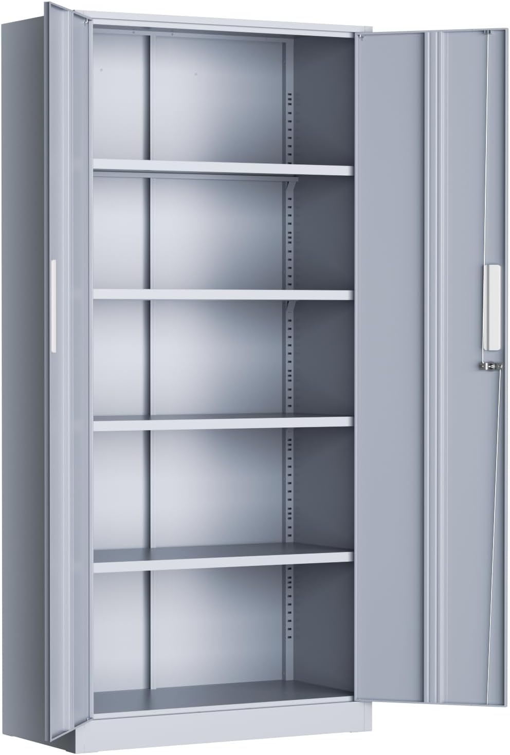 Greenvelly Metal Garage Storage Cabinet, 72' Tall Locking Steel Cabinet with 2 Doors and 4 Adjustable Shelves, Utility Metal Filing Cabinet with Lock for Home, Office, Garage, School (Dark Grey)